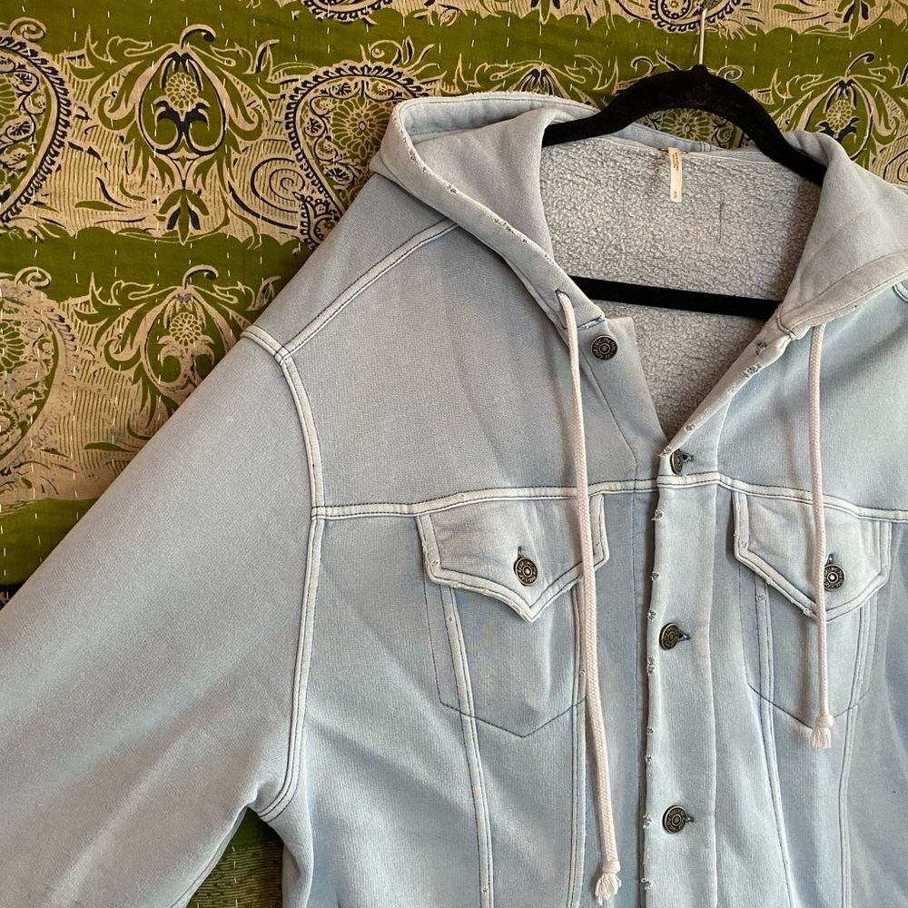 NWOT Free People Baby Blue Dreamers Cropped Jacket Size Small - Picture 8 of 14
